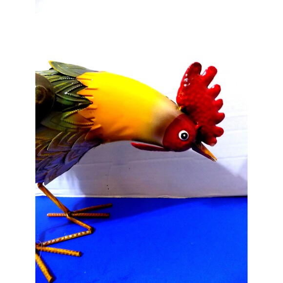 New Metal Rooster Chicken Figurine Sculpture Home Decor Country Rustic Farm - Picture 3 of 5